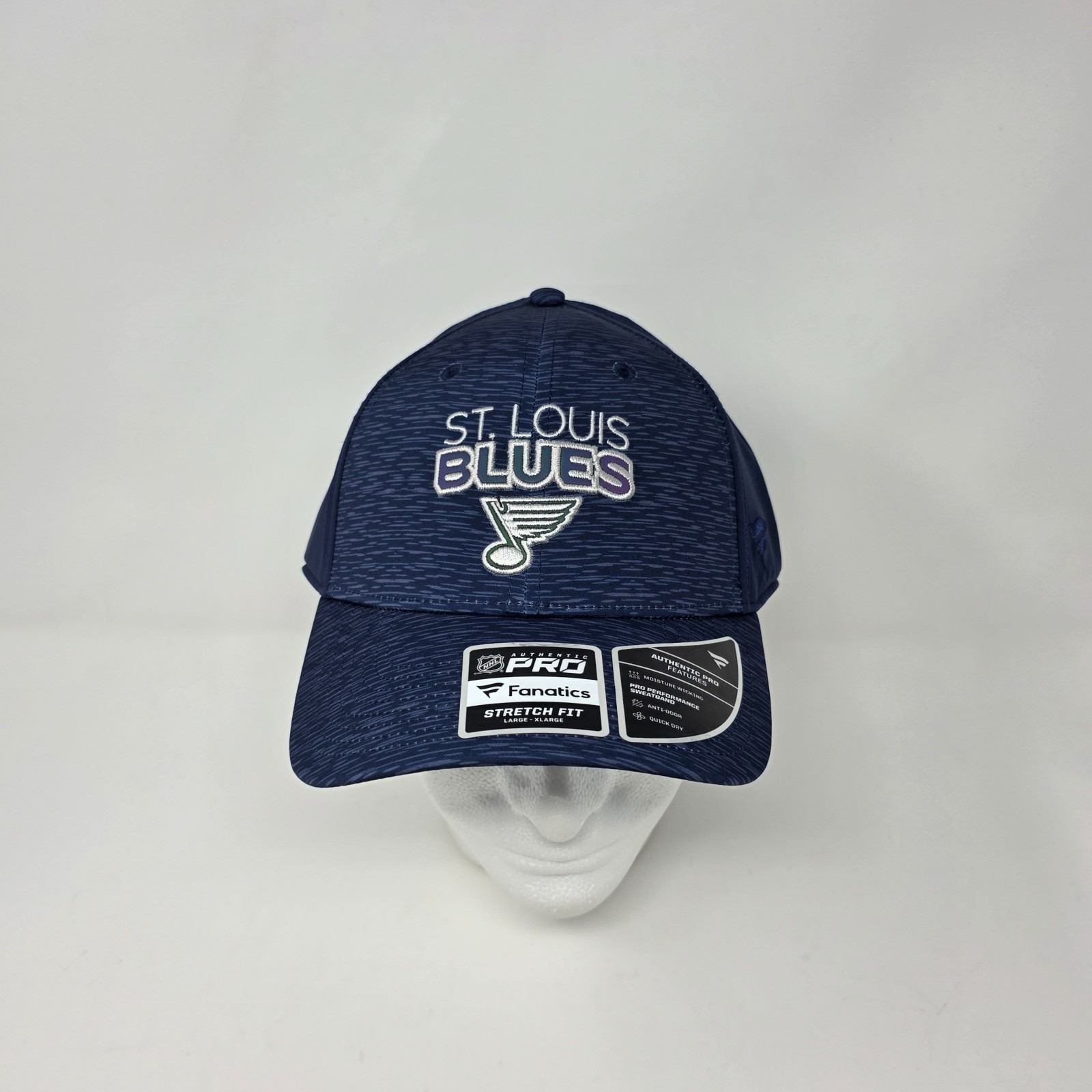 Fanatics Authentic Pro St Louis Blues Nhl Hat Cap Navy Blue Stretch Fit LXl